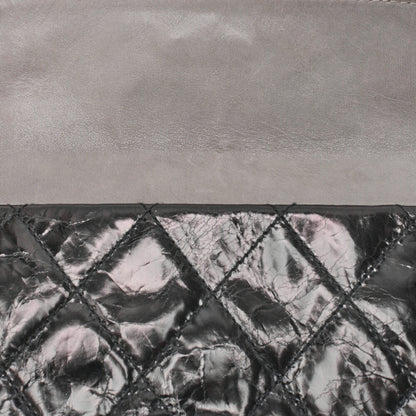 CHANEL Vintage Calf x Sparkle Leather Matelasse Push Lock Chain Tote Bag Black x Gray Silver-Tone Hardware, Pre-Owned