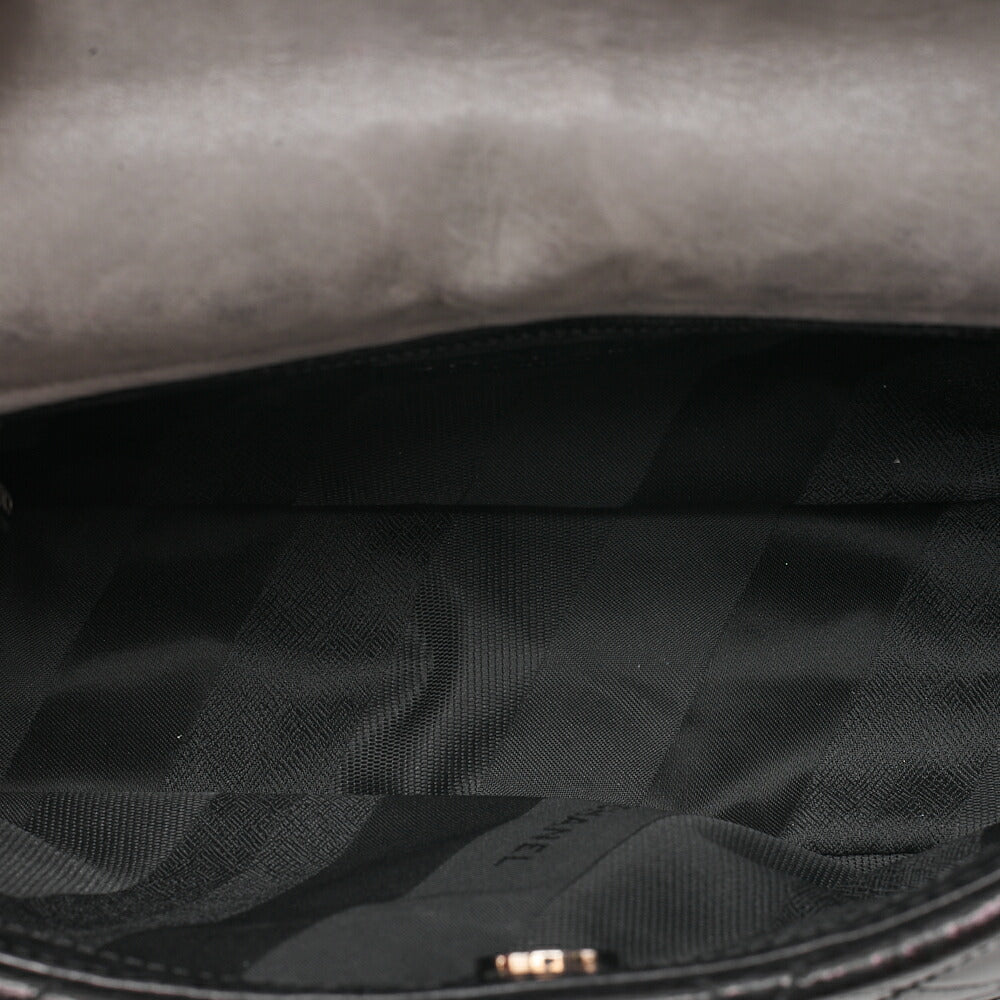 CHANEL Vintage Calf x Sparkle Leather Matelasse Push Lock Chain Tote Bag Black x Gray Silver-Tone Hardware, Pre-Owned