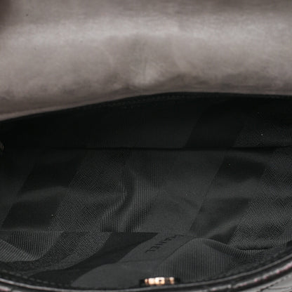 CHANEL Vintage Calf x Sparkle Leather Matelasse Push Lock Chain Tote Bag Black x Gray Silver-Tone Hardware, Pre-Owned