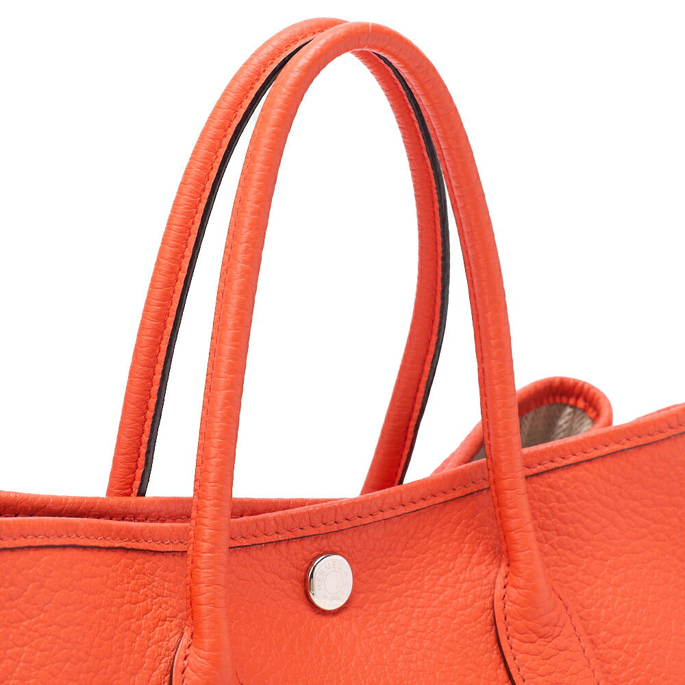 Hermes Hermes Garden Party TPM Negonda Tote Bag Orange Poppy Silver-Tone Hardware, Pre-Owned