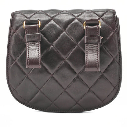 CHANEL Lambskin Matelasse Turnlock Waist Pouch Dark Brown Gold-Tone Hardware, Pre-Owned