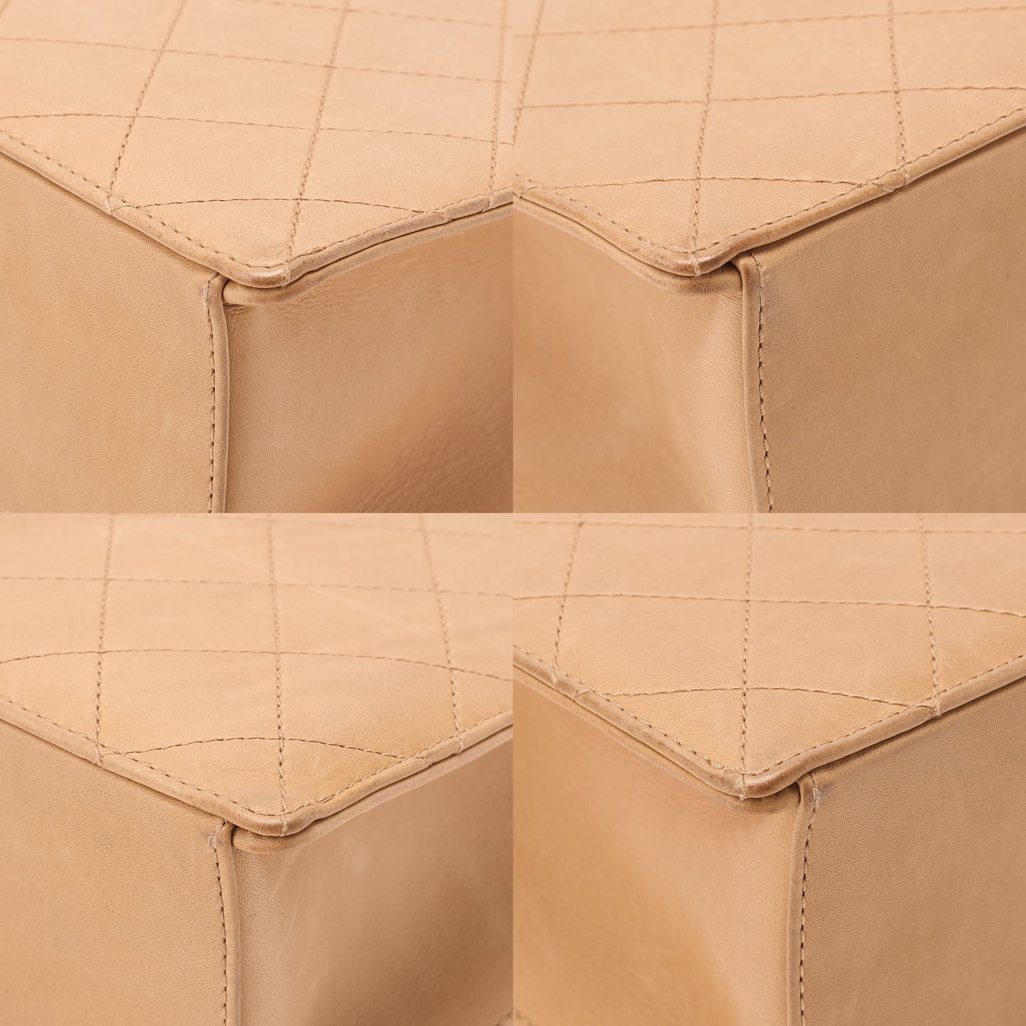 CHANEL Lambskin Matelasse Bicolole Handbag Beige Gold-Tone Hardware, Pre-Owned