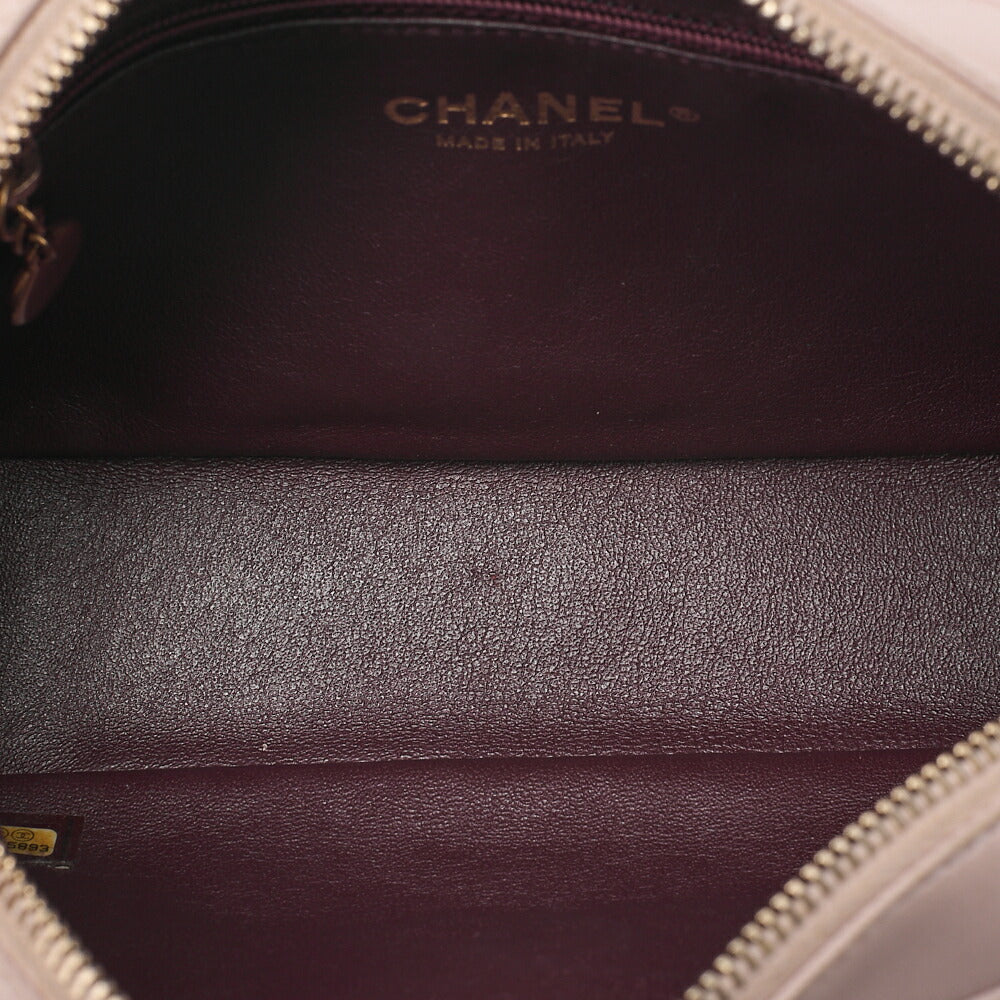 CHANEL Lambskin Matelasse Plate Charm Chain Shoulder Pink Gold-Tone Hardware, Pre-Owned