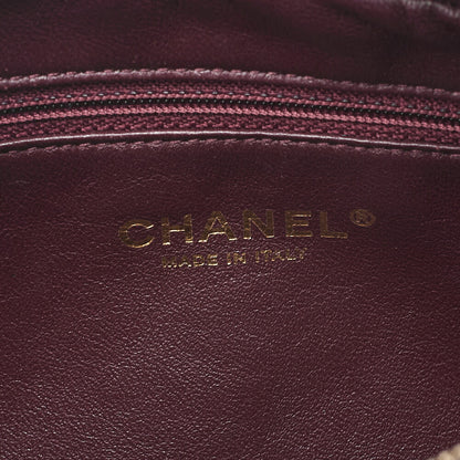 CHANEL Lambskin Matelasse Plate Charm Chain Shoulder Pink Gold-Tone Hardware, Pre-Owned