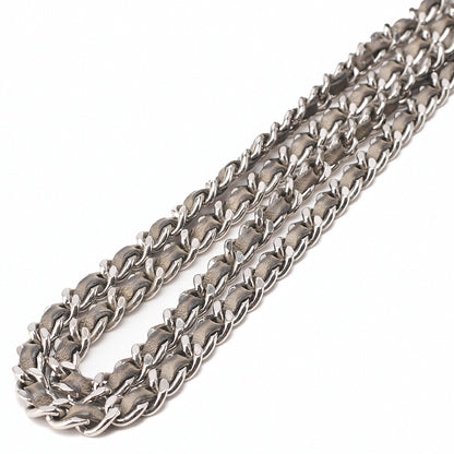 CHANEL Calfskin Follies Beads Embroidery Chain Shoulder Bag Gray Silver-Tone Hardware, Pre-Owned
