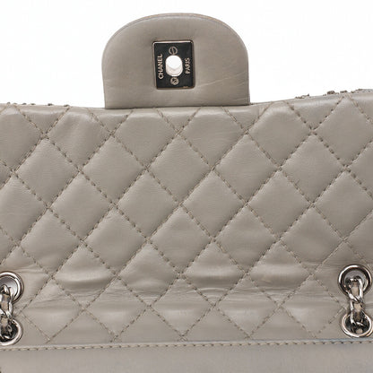 CHANEL Calfskin Follies Beads Embroidery Chain Shoulder Bag Gray Silver-Tone Hardware, Pre-Owned