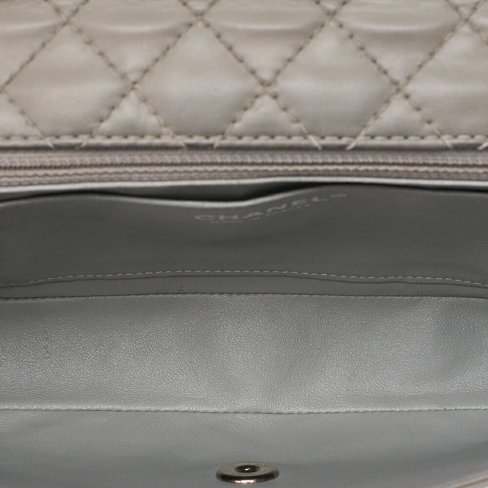 CHANEL Calfskin Follies Beads Embroidery Chain Shoulder Bag Gray Silver-Tone Hardware, Pre-Owned