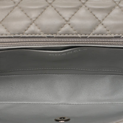 CHANEL Calfskin Follies Beads Embroidery Chain Shoulder Bag Gray Silver-Tone Hardware, Pre-Owned