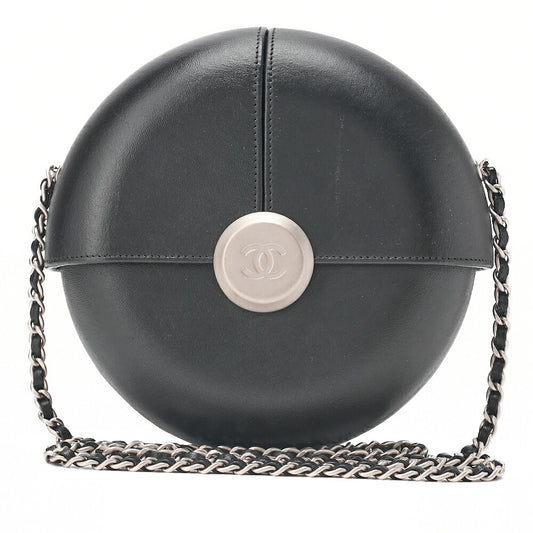 CHANEL Coco Mark Evening in the Air Chain Shoulder Lambskin Black Silver-Tone Hardware, Pre-Owned