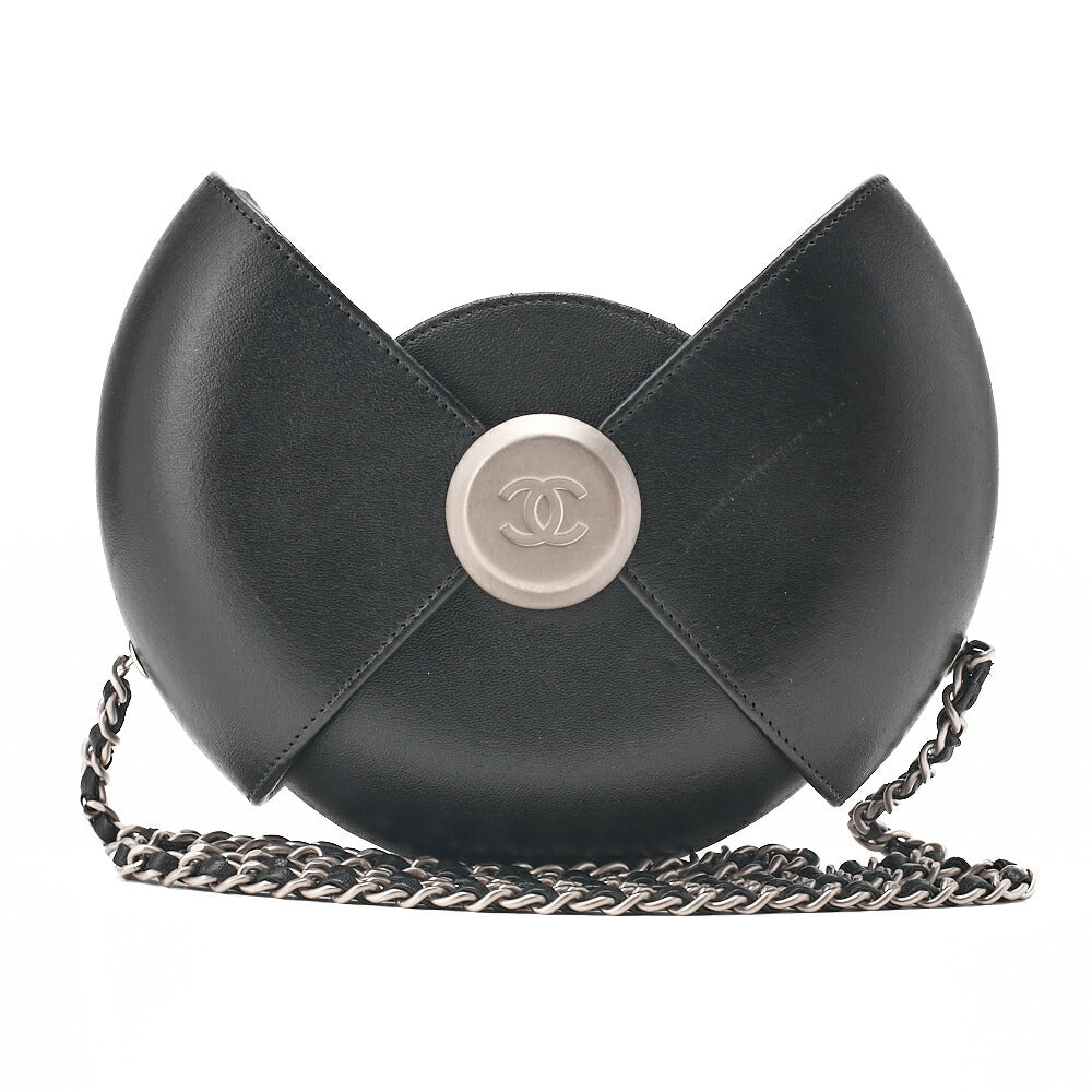 CHANEL Coco Mark Evening in the Air Chain Shoulder Lambskin Black Silver-Tone Hardware, Pre-Owned