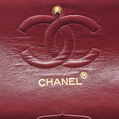 CHANEL Matelasse 23cm Double Flap Chain Shoulder Bag Lambskin Black Gold-Tone Hardware, Pre-Owned