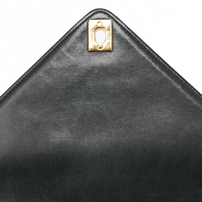 CHANEL Lambskin V-Stitch V-Flap Turn Lock Shoulder Bag Black Gold-Tone Hardware, Pre-Owned