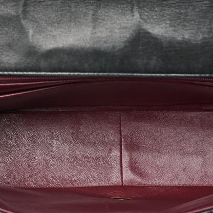 CHANEL Lambskin V-Stitch V-Flap Turn Lock Shoulder Bag Black Gold-Tone Hardware, Pre-Owned