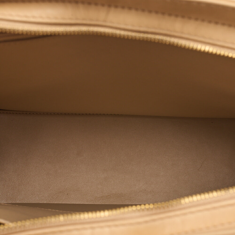 CHANEL Lambskin Logo Handbag Beige Gold-Tone Hardware, Pre-Owned