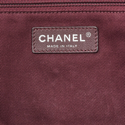 CHANEL Sparkle Leather Double Turn Lock 2-Way Chain Shoulder Brown Silver-Tone Hardware, Pre-Owned