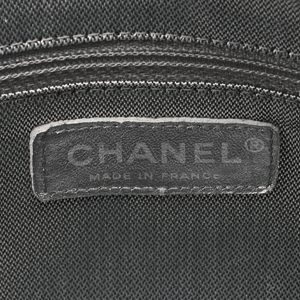 CHANEL Lambskin New Mademoiselle Coco Charm Shoulder Bag Black Silver-Tone Hardware, Pre-Owned