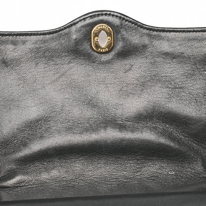 CHANEL Lambskin Matelasse Paris Limited Double Flap Chain Shoulder Bag Black Gold-Tone Hardware, Pre-Owned