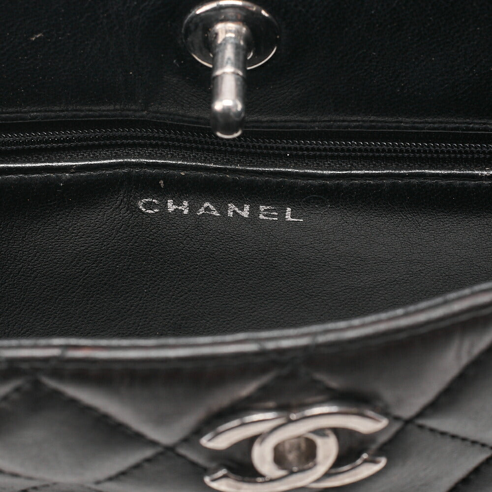 CHANEL Lambskin Matelasse Double Face One Shoulder Black Silver-Tone Hardware, Pre-Owned
