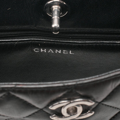 CHANEL Lambskin Matelasse Double Face One Shoulder Black Silver-Tone Hardware, Pre-Owned