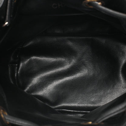 CHANEL Lambskin Matelasse Bicolore Drawstring Style Chain Shoulder Black Gold-Tone Hardware, Pre-Owned