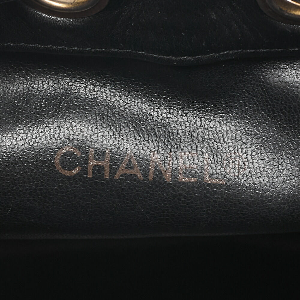CHANEL Lambskin Matelasse Bicolore Drawstring Style Chain Shoulder Black Gold-Tone Hardware, Pre-Owned