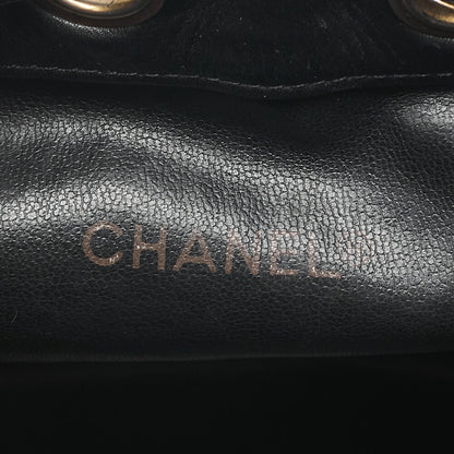 CHANEL Lambskin Matelasse Bicolore Drawstring Style Chain Shoulder Black Gold-Tone Hardware, Pre-Owned