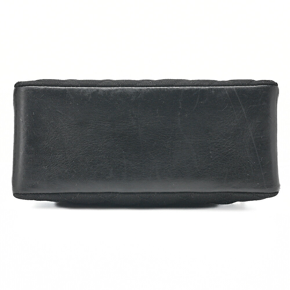 CHANEL Lambskin x Cotton Matelasse Coco Mark Double Chain Shoulder Bag Black Gold-Tone Hardware, Pre-Owned