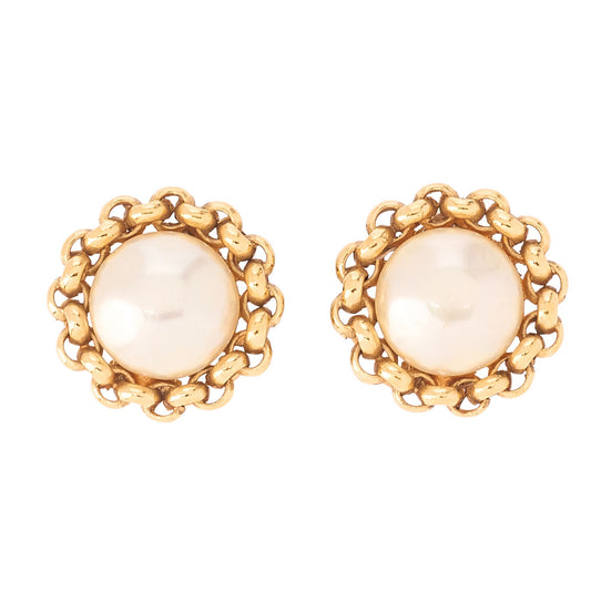 CHANEL Pearl Earrings GP x Faux Pearl Gold (Gold Plating) Gold-Tone Hardware, Pre-Owned