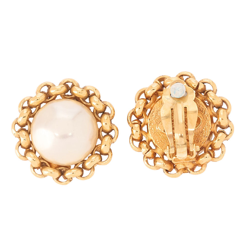 CHANEL Pearl Earrings GP x Faux Pearl Gold (Gold Plating) Gold-Tone Hardware, Pre-Owned
