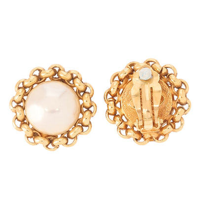 CHANEL Pearl Earrings GP x Faux Pearl Gold (Gold Plating) Gold-Tone Hardware, Pre-Owned