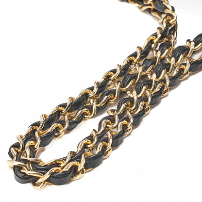 CHANEL Lambskin Matelasse Straight Flap Tang Lock Double Flap Chain Shoulder Bag Black Gold-Tone Hardware, Pre-Owned