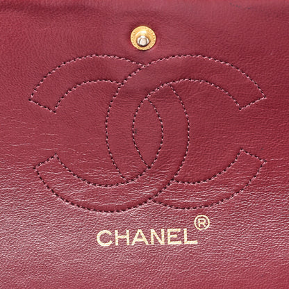 CHANEL Lambskin Matelasse Straight Flap Tang Lock Double Flap Chain Shoulder Bag Black Gold-Tone Hardware, Pre-Owned