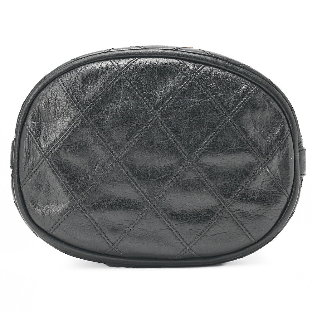 CHANEL Lambskin Matelasse Bicolole Drawstring Chain Shoulder Black Gold-Tone Hardware, Pre-Owned