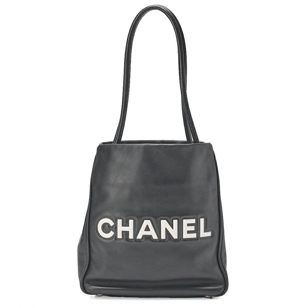 CHANEL Camellia Line Tote Bag Lambskin Black x White Gold-Tone Hardware, Pre-Owned