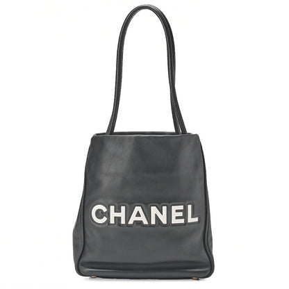 CHANEL Camellia Line Tote Bag Lambskin Black x White Gold-Tone Hardware, Pre-Owned