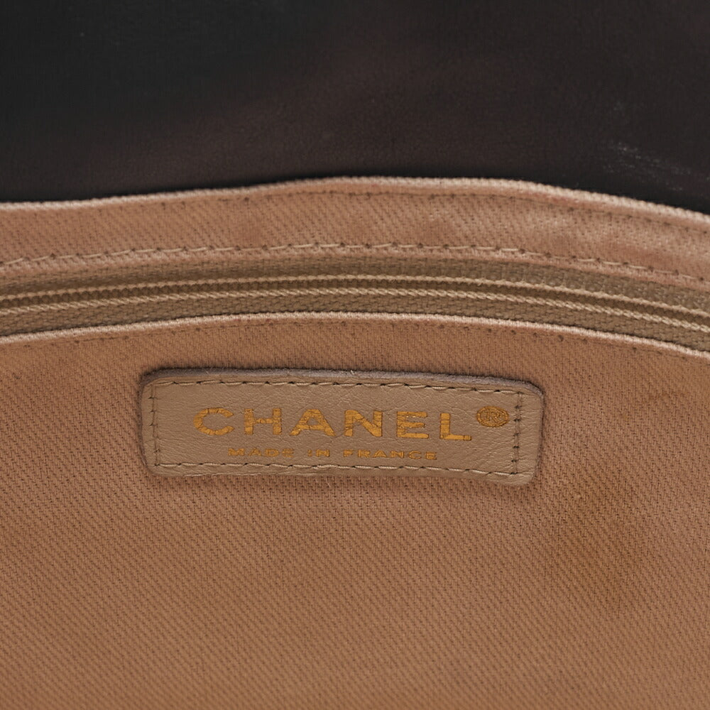 CHANEL Camellia Line Tote Bag Lambskin Black x White Gold-Tone Hardware, Pre-Owned