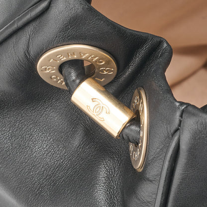 CHANEL Camellia Line Tote Bag Lambskin Black x White Gold-Tone Hardware, Pre-Owned