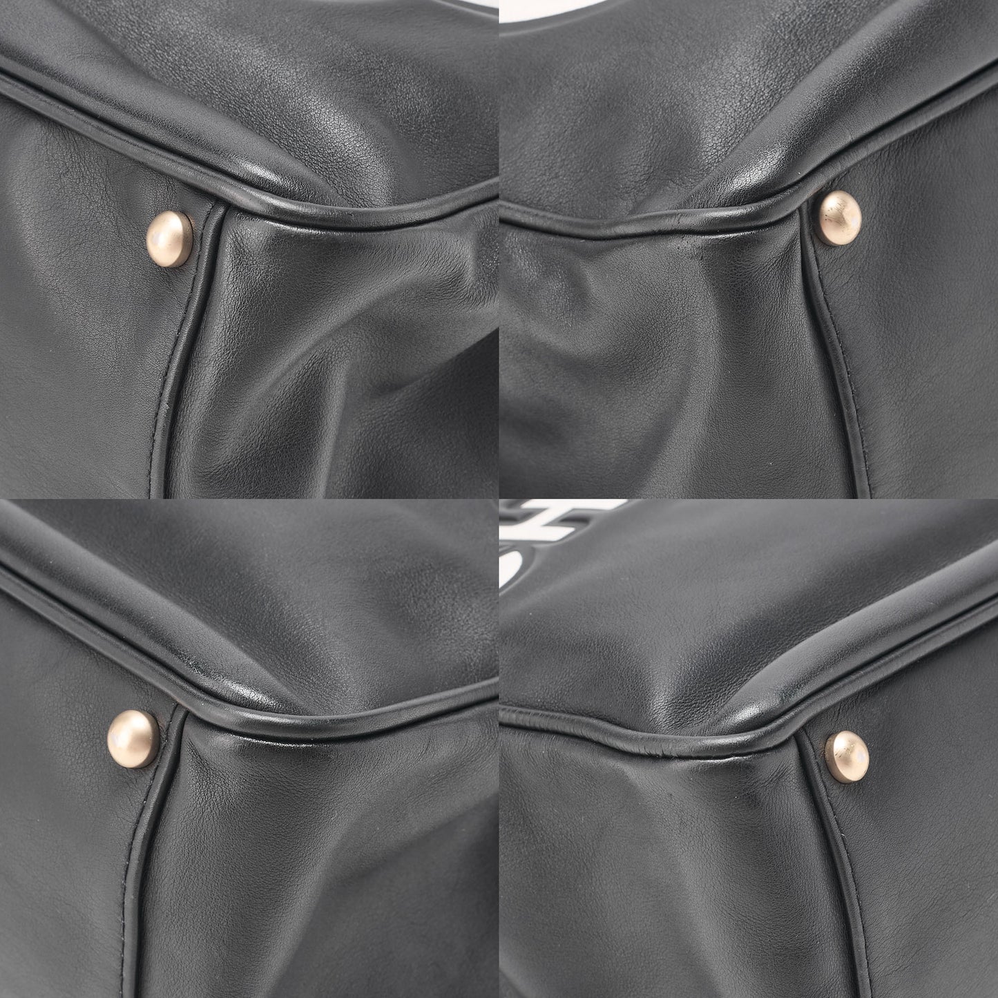 CHANEL Camellia Line Tote Bag Lambskin Black x White Gold-Tone Hardware, Pre-Owned