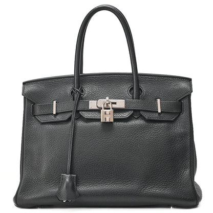 HERMES Birkin 30 Handbag Taryon Black Silver-Tone Hardware, Pre-Owned