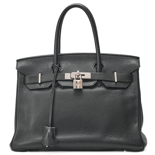 HERMES バーキン30 ハンドバッグ タリヨン 黒 シルバー金具 中古