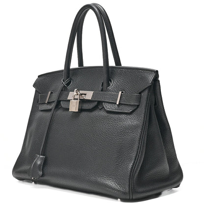 HERMES Birkin 30 Handbag Taryon Black Silver-Tone Hardware, Pre-Owned
