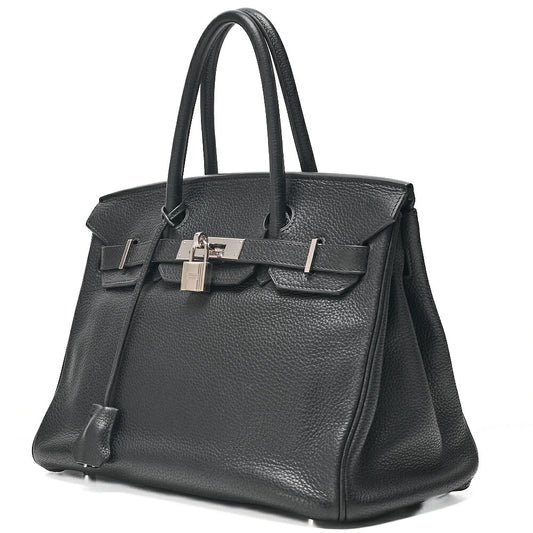 HERMES バーキン30 ハンドバッグ タリヨン 黒 シルバー金具 中古