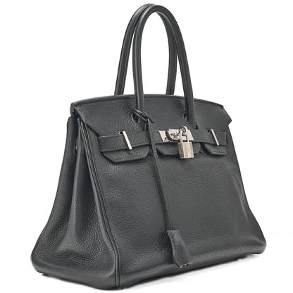 HERMES Birkin 30 Handbag Taryon Black Silver-Tone Hardware, Pre-Owned