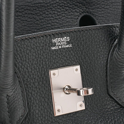 HERMES Birkin 30 Handbag Taryon Black Silver-Tone Hardware, Pre-Owned
