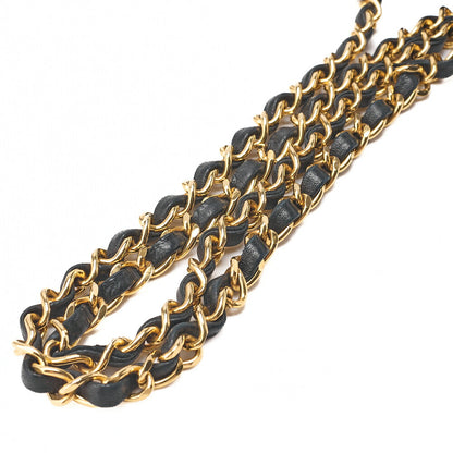 CHANEL Lambskin Matelasse Round Flap Chain Shoulder Black Gold-Tone Hardware, Pre-Owned