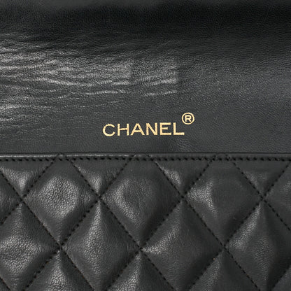CHANEL Lambskin Matelasse Round Flap Chain Shoulder Black Gold-Tone Hardware, Pre-Owned