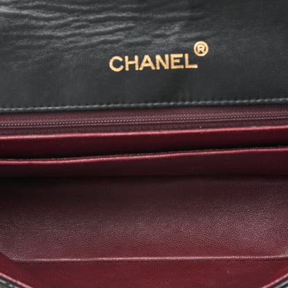 CHANEL Lambskin Matelasse Round Flap Chain Shoulder Black Gold-Tone Hardware, Pre-Owned