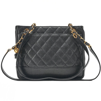 CHANEL Matelasse Chain Shoulder with Ball Charm Caviar Skin Black Gold-Tone Hardware, Pre-Owned
