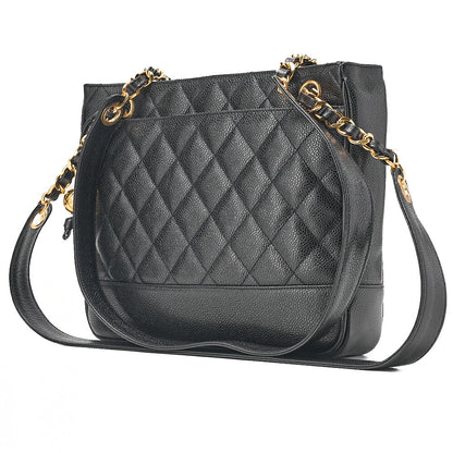 CHANEL Matelasse Chain Shoulder with Ball Charm Caviar Skin Black Gold-Tone Hardware, Pre-Owned