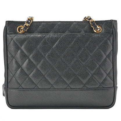 CHANEL Matelasse Chain Shoulder with Ball Charm Caviar Skin Black Gold-Tone Hardware, Pre-Owned